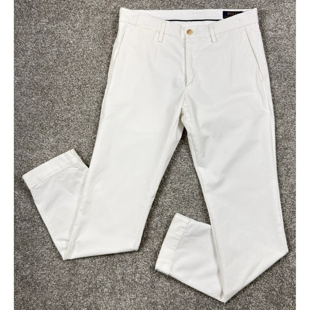 Polo Ralph Lauren Chino Pants Mens 28x30 White Stretch Slim Fit Cotton Khaki